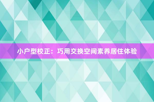 小户型校正：巧用交换空间素养居住体验